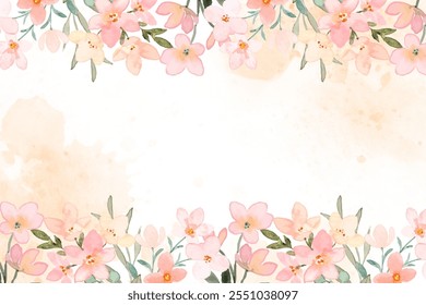 Fundo de flores de aquarela para design. Modelo de placa de moldura de borda floral.