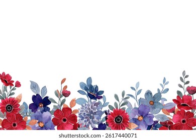 Watercolor flowers background for design. Floral border frame card template. Vector design illustration. for banner, wedding card.