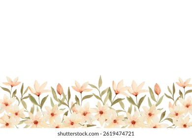 Watercolor flowers background for design. Floral border frame card template. Vector design illustration. for banner, wedding card.