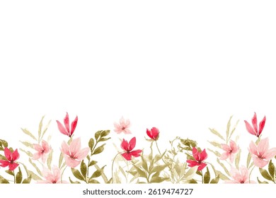 Watercolor flowers background for design. Floral border frame card template. Vector design illustration. for banner, wedding card.