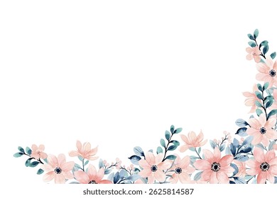 Fundo de flores de aquarela para design. Modelo de placa de moldura de borda floral. Ilustração de design vetorial. para banner, cartão de casamento.