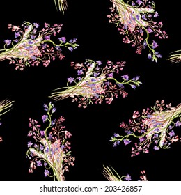 Watercolor flowers background seamless pattern vector
