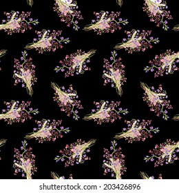 Watercolor flowers background seamless pattern vector