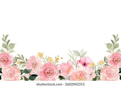 Watercolor flowers background, spring flowers frame