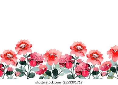 Watercolor flowers background vector for design. Floral border flower frame card template.