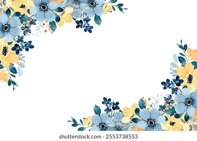 Watercolor flowers background vector for design. Floral border flower frame card template.