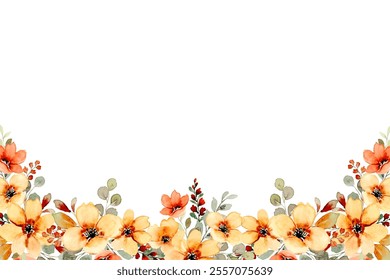 watercolor flowers background vector for design. Floral border flower frame card template.