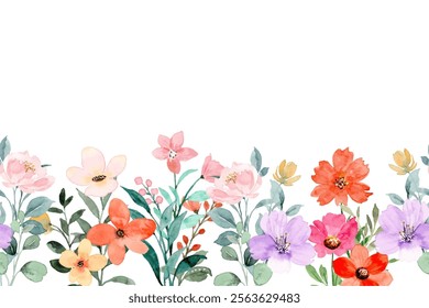 Watercolor flowers background vector for design.