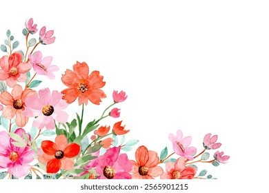 Watercolor flowers background vector for design
