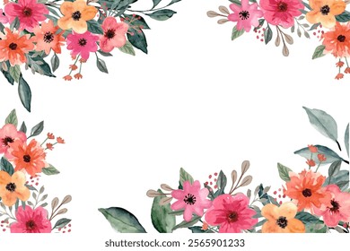 Watercolor flowers background vector for design