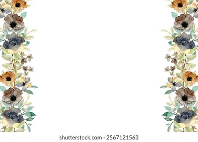 Watercolor flowers background vector for design. 