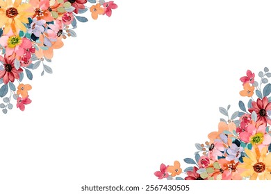 Watercolor flowers background vector for design.