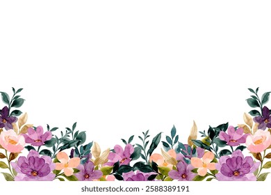 Watercolor flowers background vector for design. 