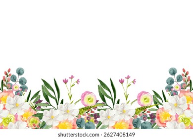 Vetor de fundo de flores de aquarela para design.