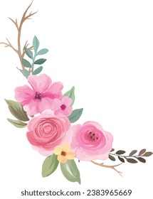 watercolor flowers, beautiful flower set with watercolor hand drawn bouquets.