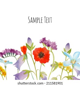Watercolor flowers bouquet can be used as greeting card, invitation card for wedding, birthday