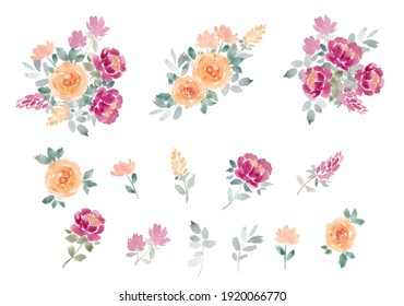 watercolor flowers and bouquets element isolated premium vector 