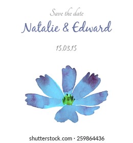Watercolor flowers card, invitation card for wedding,birthday and summer background.