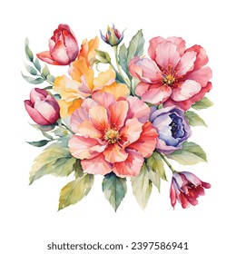 Watercolor flowers for design cards, vector EPS format.