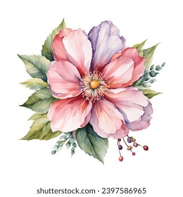 Watercolor flowers for design cards, vector EPS format.