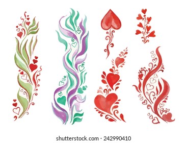 watercolor flowers in different styles