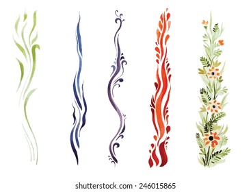 watercolor flowers in different styles