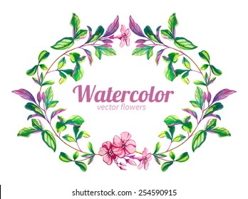 Watercolor flowers frame