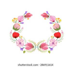 Watercolor flowers frame