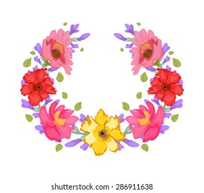 Watercolor flowers frame