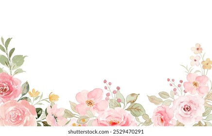 watercolor flowers frame, background for design, pastel colors