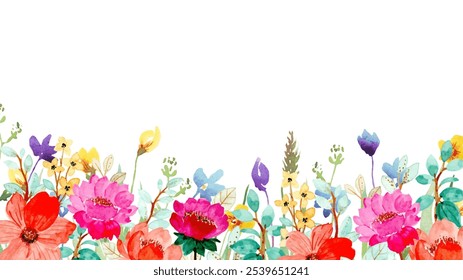 watercolor flowers frame background for design. Floral border frame card template. Vector design illustration. for banner, wedding card.