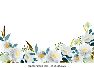 Watercolor flowers frame background for design. Floral border frame card template.