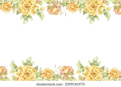 Watercolor flowers frame background for design. Floral border frame card template. Vector design illustration. for banner, wedding card.