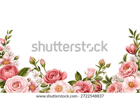 Watercolor flowers frame background for design. Floral frame card template. Vector design illustration for banner, wedding card.