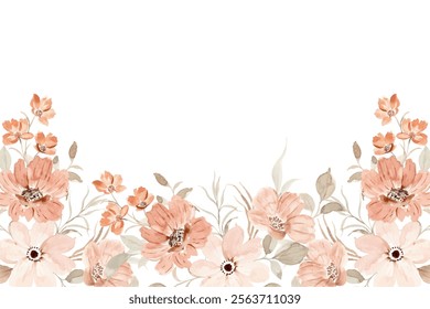 watercolor flowers frame background vector for design.