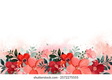 Watercolor flowers frame background vector for design.
