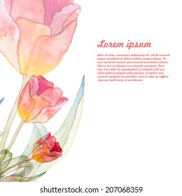 watercolor flowers. frame with space for text. Editable design element. vector 