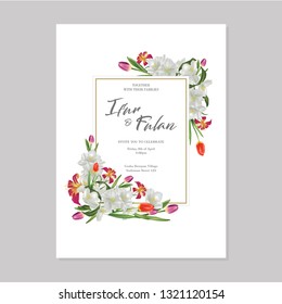 Watercolor flowers frame - spring themed for wedding invitations and greeting cards