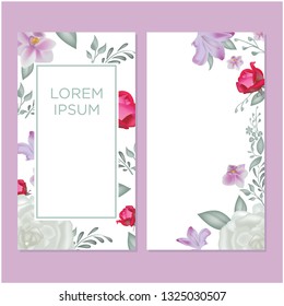 Watercolor flowers frame - spring themed for wedding invitations and greeting cards