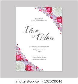 Watercolor flowers frame - spring themed for wedding invitations and greeting cards
