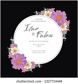 Watercolor flowers frame - spring themed for wedding invitations and greeting cards
