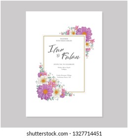 Watercolor flowers frame - spring themed for wedding invitations and greeting cards