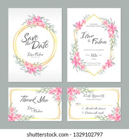 Watercolor flowers frame - spring themed for wedding invitations and greeting cards