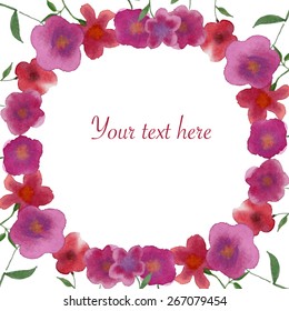 Watercolor flowers frame template