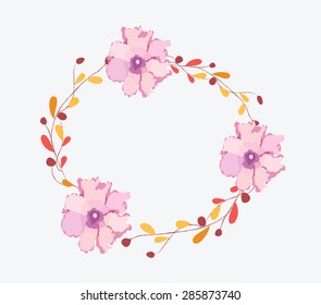 Watercolor flowers frame template