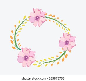 Watercolor flowers frame template