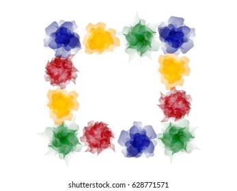 Watercolor flowers frame. Vector greeting design