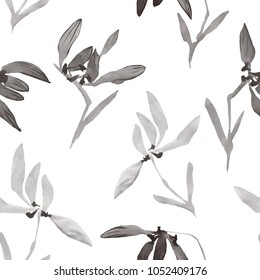 Watercolor flowers hand drawing Seamless pattern with Chinese art Vector illustration of isolated orchids