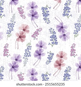 Aquarela flores e jacintos padrão