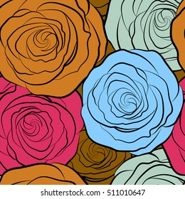 Watercolor flowers illustration. Seamless pattern.